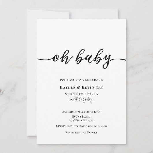 Oh Baby shower uitnodiging (Voorkant)