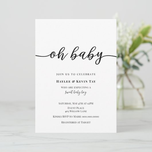 Oh Baby shower uitnodiging (Staand voorkant)