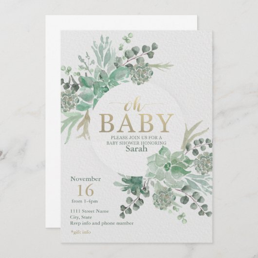 Oh Baby shower Uitnodiging (Voorkant / Achterkant)