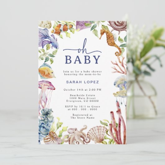 Oh Baby shower Uitnodiging (Staand voorkant)