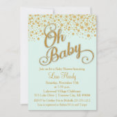 Oh Baby shower Uitnodiging | Mint en Glitter (Voorkant)