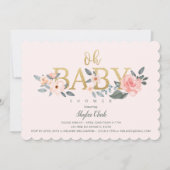 Oh Baby shower Waterverf Floral Blush Roos Garden Kaart (Voorkant)