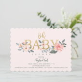 Oh Baby shower Waterverf Floral Blush Roos Garden Kaart (Staand voorkant)