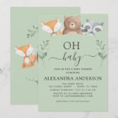 Oh Baby shower Woodland Cute Animals Kaart (Voorkant / Achterkant)