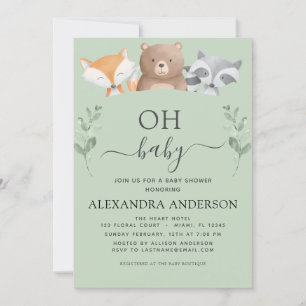 Oh Baby shower Woodland Cute Animals Kaart