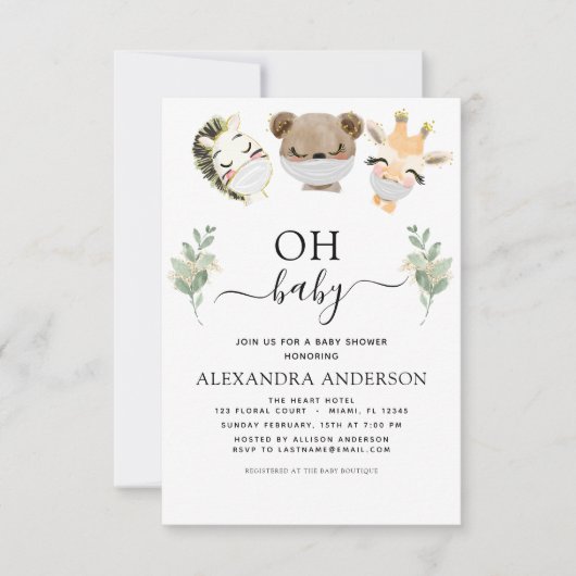 Oh Baby shower Woodland Eucalyptus Kaart (Voorkant)