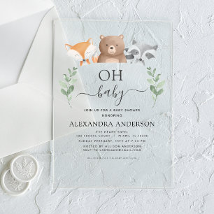Oh Baby shower Woodland Greenery Acryl Uitnodigingen