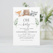 Oh Baby shower Woodland Greenery Kaart (Staand voorkant)