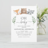 Oh Baby shower Woodland Greenery Kaart (Staand voorkant)