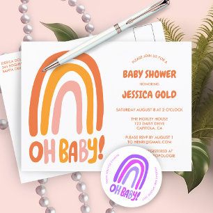 OH BABY SHOWER Zoet Sinaasappel Regenboog CUSTOM Uitnodiging Briefkaart