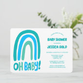 OH BABY SHOWER Zoete Blauwe Regenboog OP MAAT Kaart (Staand voorkant)