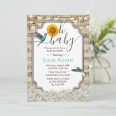 Oh Baby shower  zonnebloem Hummingbird Music Kaart (Staand voorkant)