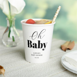 Oh Baby shower Zwart Wit Papieren Bekers