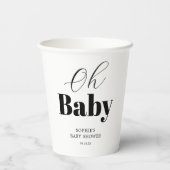 Oh Baby shower Zwart Wit Papieren Bekers (Achterkant)