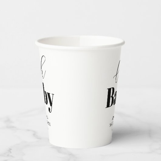 Oh Baby shower Zwart Wit Papieren Bekers (Links)