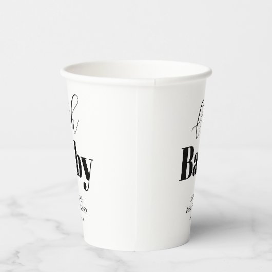 Oh Baby shower Zwart Wit Papieren Bekers (Rechts)