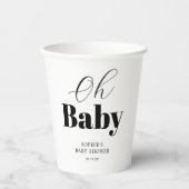 Oh Baby shower Zwart Wit Papieren Bekers (Voorkant)