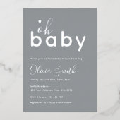 Oh Baby Silver Baby shower Folie Uitnodiging (Voorkant)