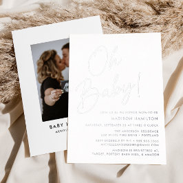 Oh Baby Silver Script Photo Baby shower Folie Uitnodiging
