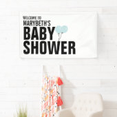 Oh Baby Simple Blue Balloon Baby shower Banner (Insitu)