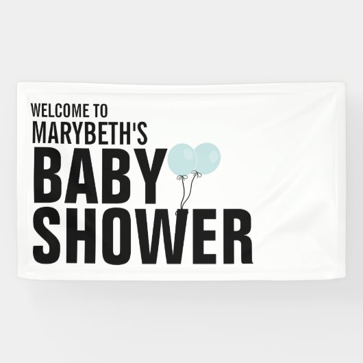 Oh Baby Simple Blue Balloon Baby shower Banner (Horizontaal)