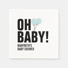 Oh Baby Simple Blue Balloon Baby shower Napkin Servet