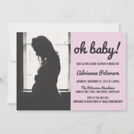 Oh Baby Simple Pink Baby shower Foto Chevron Kaart