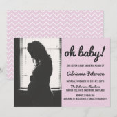 Oh Baby Simple Pink Baby shower Foto Chevron Kaart (Voorkant / Achterkant)