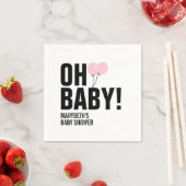 Oh Baby Simple Pink Ballon Baby shower Napkin Servet (Insitu)
