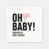 Oh Baby Simple Pink Ballon Baby shower Napkin Servet (Voorkant)