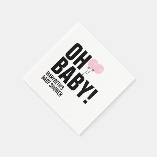 Oh Baby Simple Pink Ballon Baby shower Napkin Servet (Hoek)