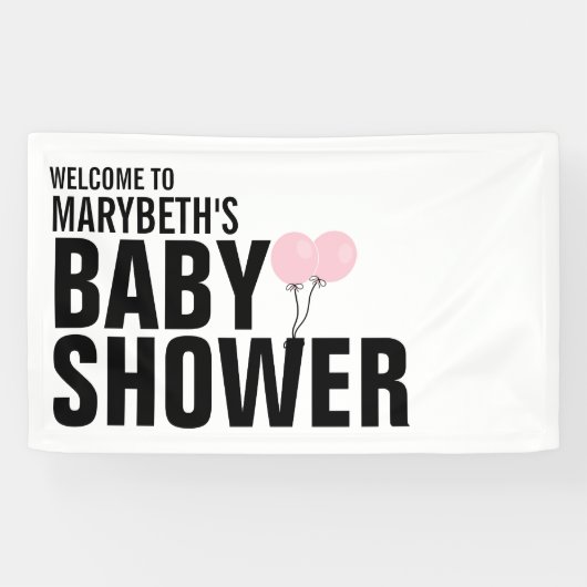 Oh Baby Simple Pink Banner Baby shower Banner (Horizontaal)