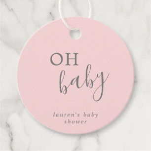 Oh Baby Simple Pink en Grey Girl Baby shower Bedankjes Labels