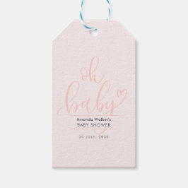 Oh Baby Simple Pink Script Favor Gift Tags Cadeaulabel