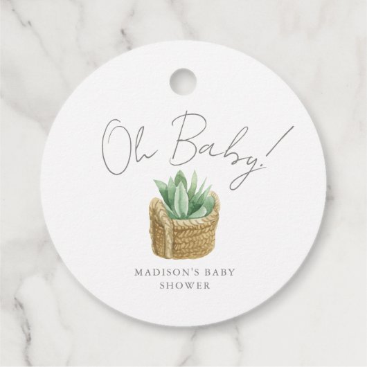 Oh Baby Simple Succulent Baby shower Bedankjes Labels (Achterkant)