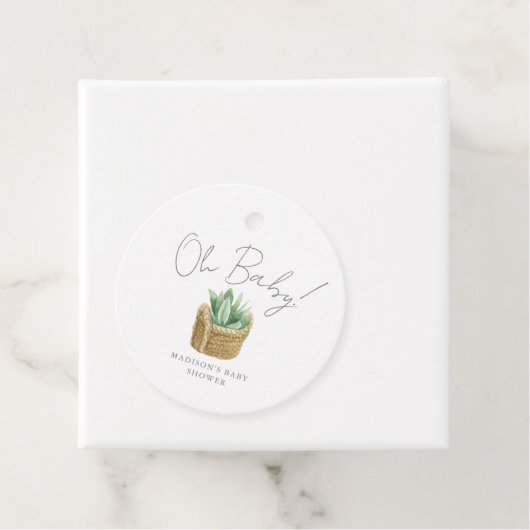 Oh Baby Simple Succulent Baby shower Bedankjes Labels (In situ)