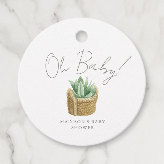 Oh Baby Simple Succulent Baby shower Bedankjes Labels (Voorkant)