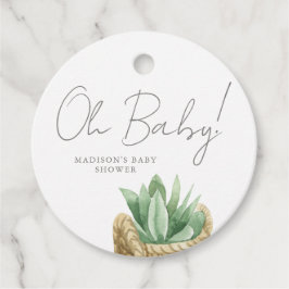 Oh Baby Simple Succulent Baby shower Bedankjes Labels