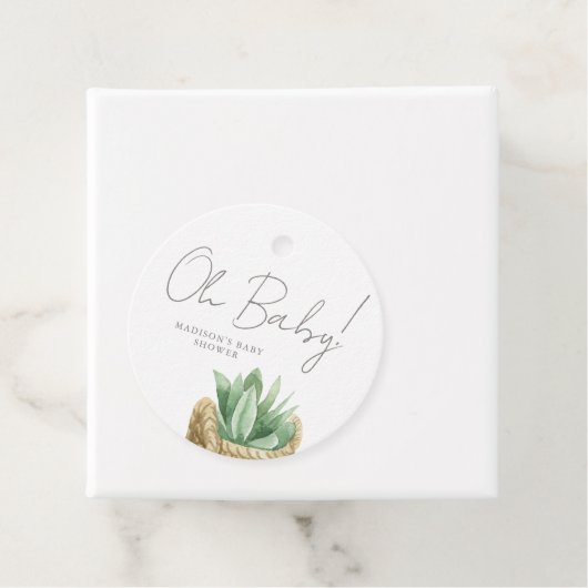 Oh Baby Simple Succulent Baby shower Bedankjes Labels (In situ)