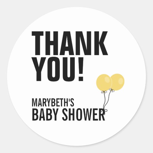 Oh Baby Simple Yellow Ballon Baby shower Sticker (Voorkant)