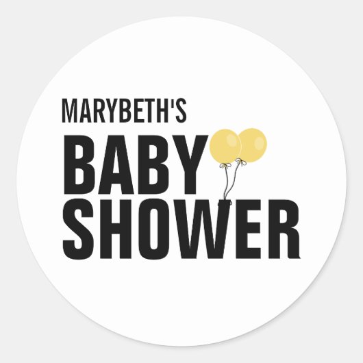 Oh Baby Simple Yellow Ballon Baby shower Sticker (Voorkant)