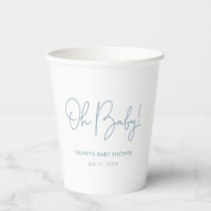 Oh Baby Sky Blue gepersonaliseerd Baby shower Papieren Bekers