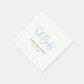 Oh Baby Sky Blue gepersonaliseerd Baby shower Servet (Hoek)