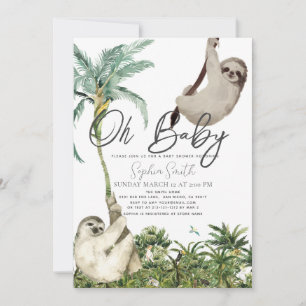 Oh Baby Sloth Oerwoud Baby shower Kaart