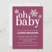 Oh Baby Snowflake Winter Baby shower Uitnodiging (Voorkant)