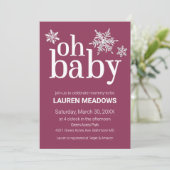Oh Baby Snowflake Winter Baby shower Uitnodiging (Staand voorkant)