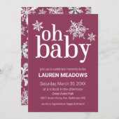 Oh Baby Snowflake Winter Baby shower Uitnodiging (Voorkant / Achterkant)