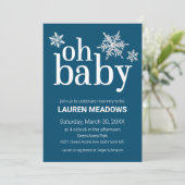 Oh Baby Snowflake Winter Baby shower Uitnodiging (Staand voorkant)