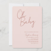 Oh Baby Soft Blush Pink Minimale uitnodiging (Voorkant)
