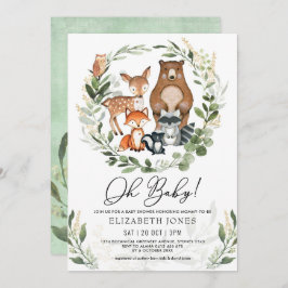 Oh Baby | Soft Greenery Woodland Forest Shower Kaart